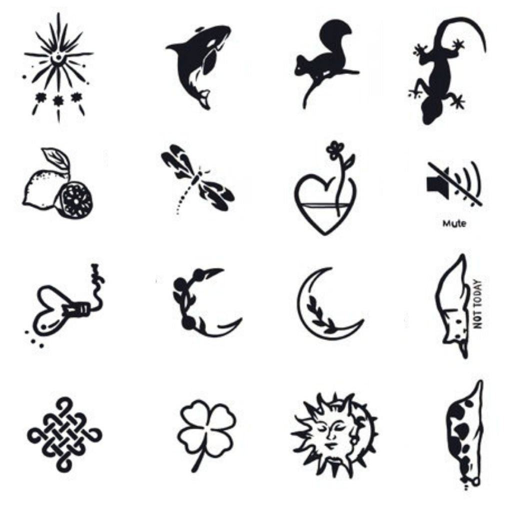 16 Mini Design Mix Tattoo Set - 1 | Temporalis