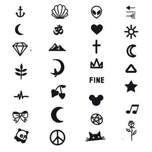 28 Mini Symbol Collection Tattoo Set - 1 | Temporalis