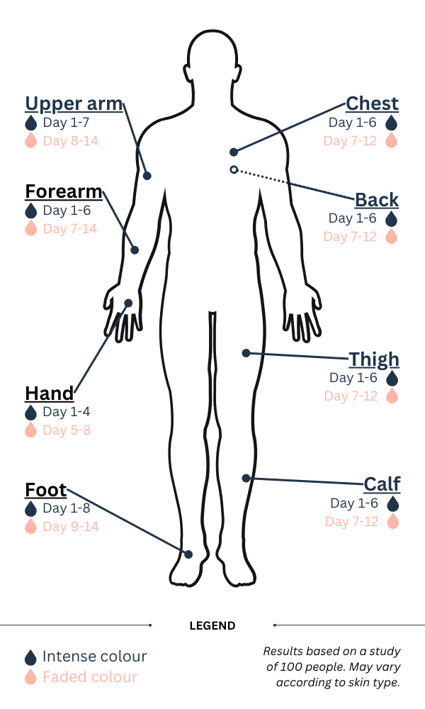 Tattoo lifespan on body parts