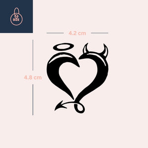 Angel & Devil Heart Temporary Tattoo - 4 | Temporalis