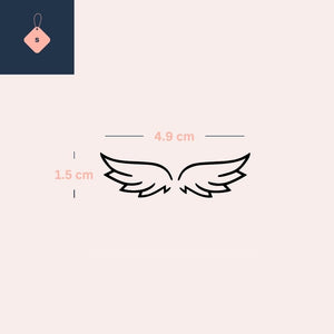 Angel wings temporary tattoo, thick line - 4 | Temporalis