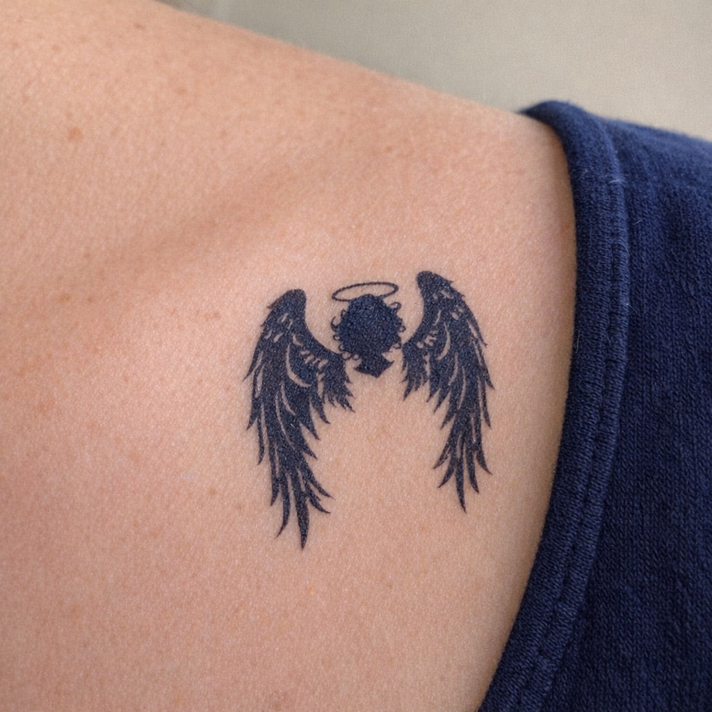 Angel Wings with Halo Tattoo - 1 | Temporalis