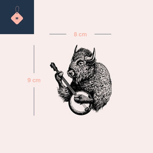 Banjo - playing bison temporary tattoo - 4 | Temporalis