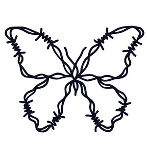 Barbed wire butterfly temporary tattoo - 2 | Temporalis