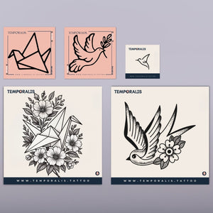 Vogel – Tattoo-Set (5 Tattoos) 1 – Temporalis® – Temporäres Tattoo