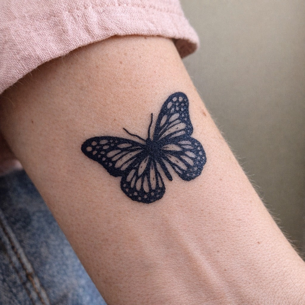 Blackwork Butterfly Tattoo - 1 | Temporalis