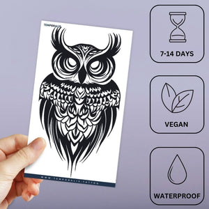 Bold Blackwork Owl Tattoo - 3 | Temporalis