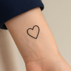 Bold Outline Heart Temporary Tattoo - 1 | Temporalis