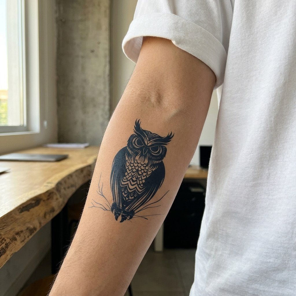 Bold Owl Tattoo - 1 | Temporalis