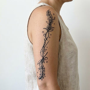 Botanical Branch and Bubbles Tattoo - 1 | Temporalis