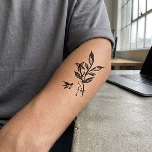 Botanical Branch with Bird Tattoo - 1 | Temporalis