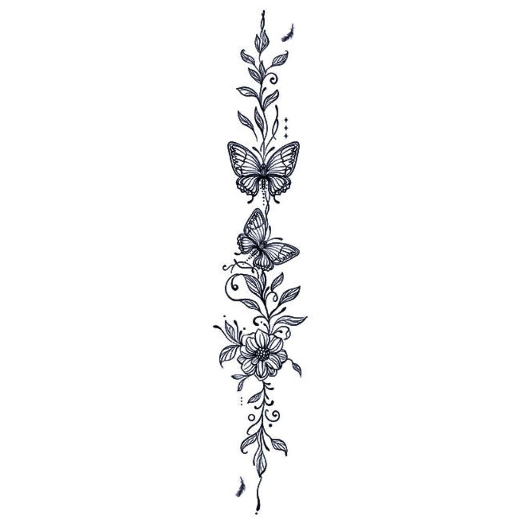 Butterfly Floral Garland Tattoo - 2 | Temporalis