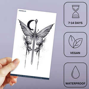 Butterfly Sword Moon Tattoo - 3 | Temporalis
