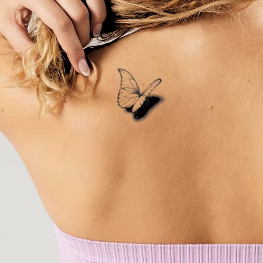 Butterfly temporary tattoo with asymmetric wings - 1 | Temporalis