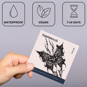 Butterfly temporary tattoo with ink splatter - 3 | Temporalis