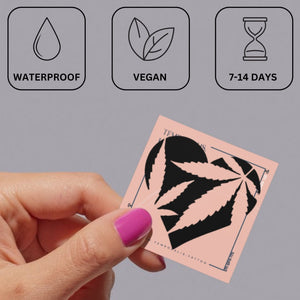 Cannabis Leaf Heart Temporary Tattoo 4 - Temporalis