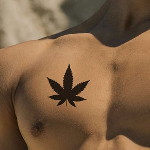 Cannabis Leaf Silhouette Temporary Tattoo - 1 | Temporalis