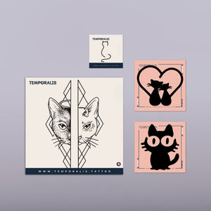 Kit de tatouages pour chat (4 tatouages) 1 - Temporalis® - Tatouage temporaire