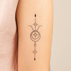 Celestial Taurus zodiac temporary tattoo - 1 | Temporalis