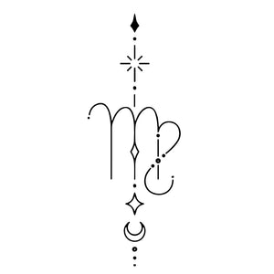 Celestial Virgo zodiac temporary tattoo - 2 | Temporalis