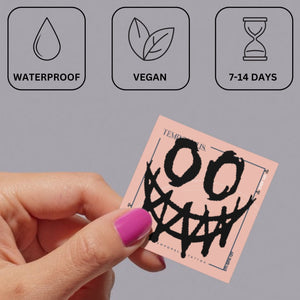 Creepy grinning face temporary tattoo, sketchy style - 3 | Temporalis
