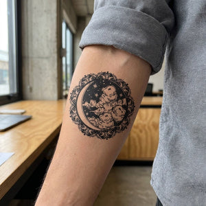 Crescent Moon and Clouds Tattoo - 1 | Temporalis