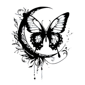 Crescent Moon Butterfly Tattoo - 2 | Temporalis