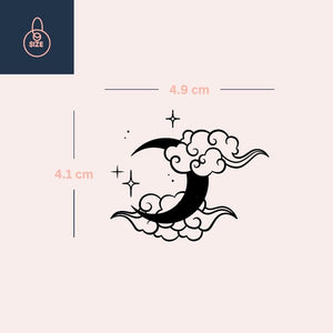 Crescent moon with clouds and stars temporary tattoo - 4 | Temporalis
