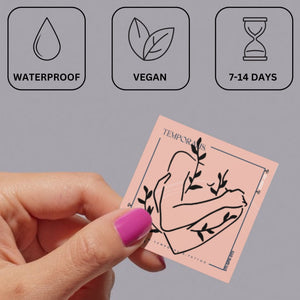 Crossed Arms & Foliage Line Art Temporary Tattoo - 3 | Temporalis