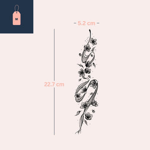 Curved floral line temporary tattoo - 4 | Temporalis