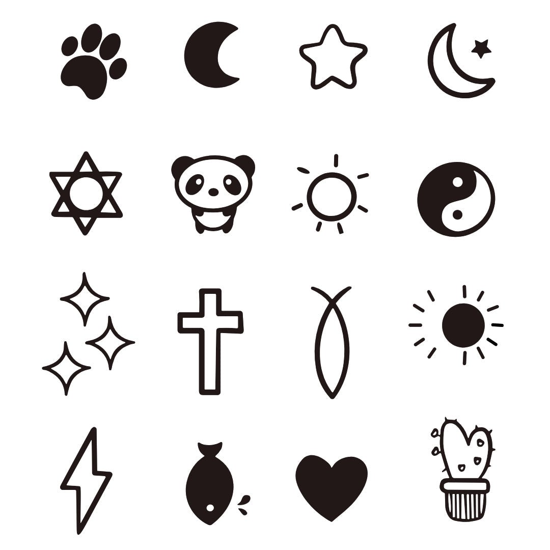 Cute Finger Tattoo Set 2 - Temporalis