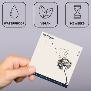 Dandelion silhouette temporary tattoo with blowing seeds - 3 | Temporalis