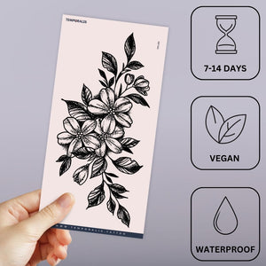 Dotwork flower bouquet temporary tattoo - 3 | Temporalis