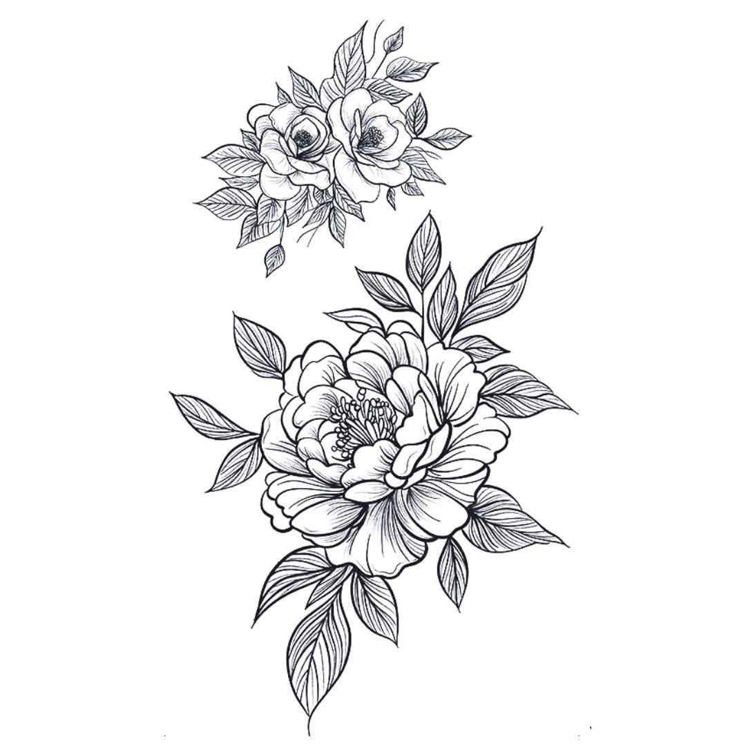 Double Peony Bloom Tattoo - 2 | Temporalis