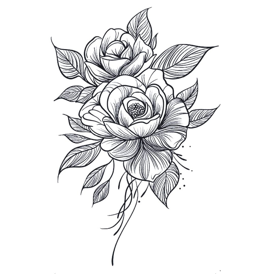 Double Peony Bloom Tattoo - 2 | Temporalis
