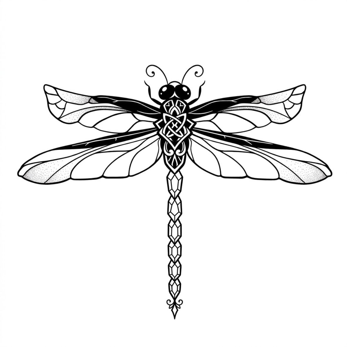 Dragonfly temporary tattoo, fine line - 2 | Temporalis