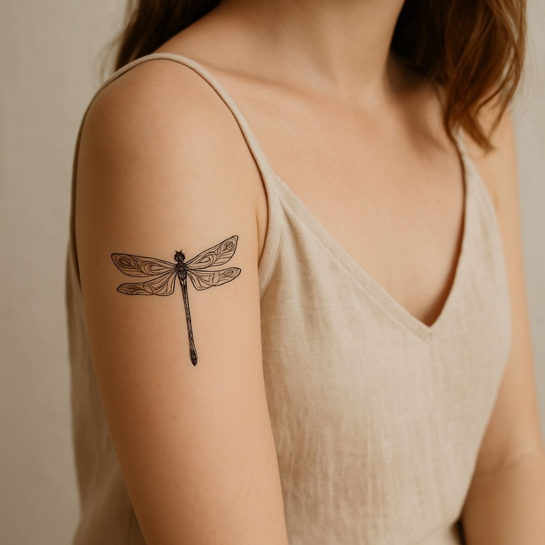 Dragonfly temporary tattoo with floral wings - 1 | Temporalis