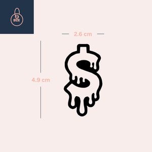 Dripping dollar sign temporary tattoo - 4 | Temporalis