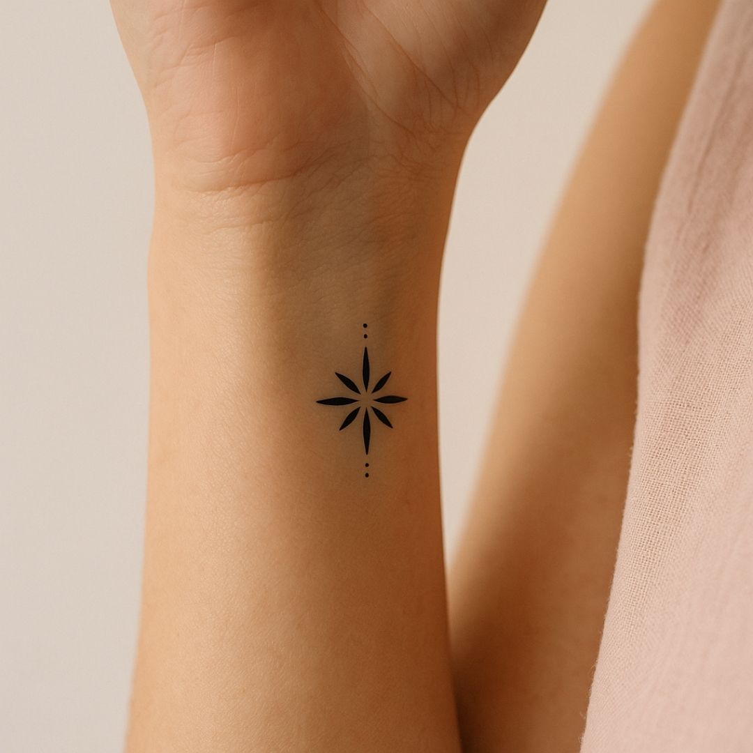 Eight - pointed star temporary tattoo with dots - 1 | Temporalis