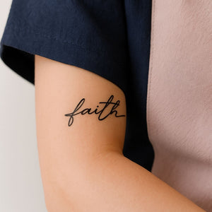 Faith cursive script temporary tattoo - 1 | Temporalis