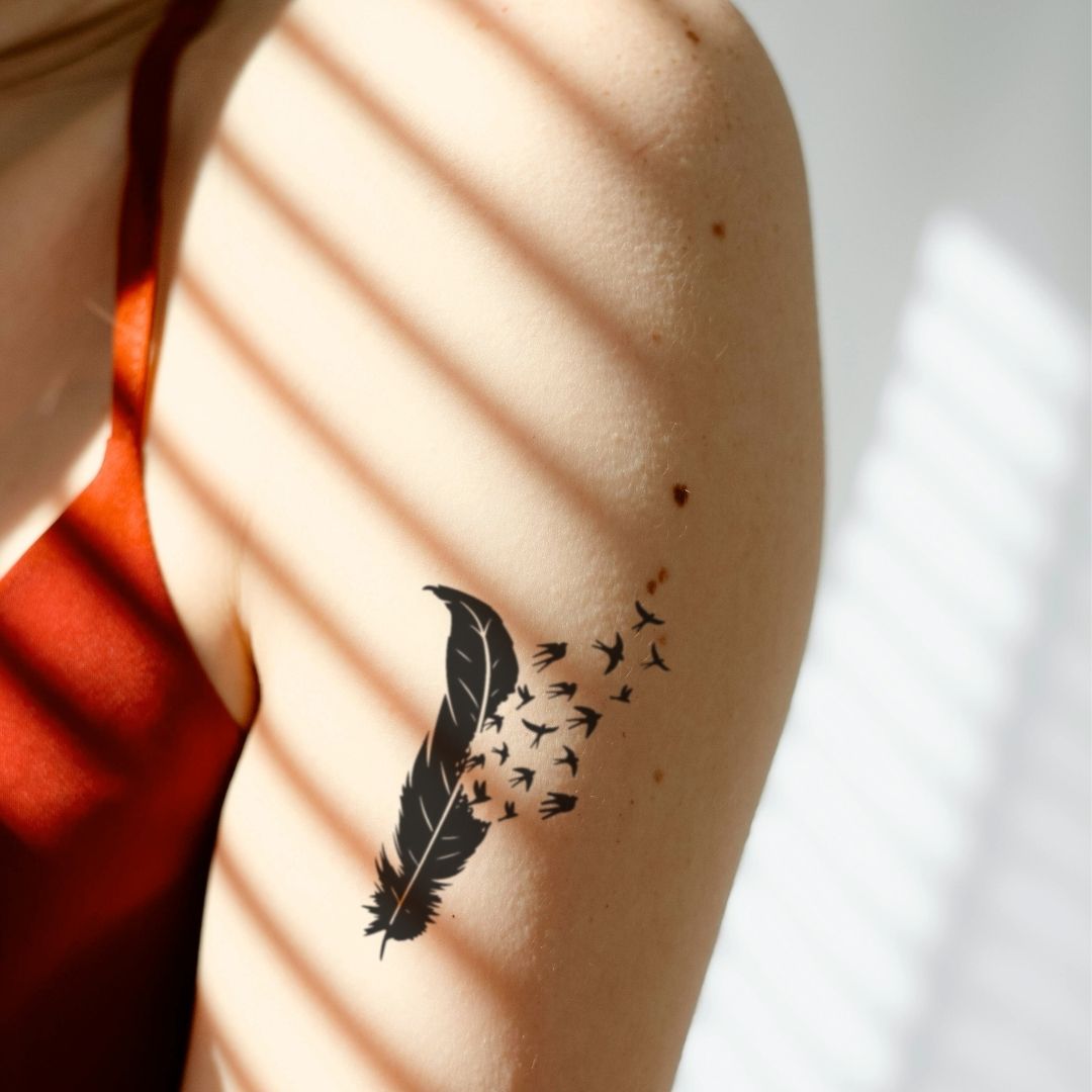 Feather Turning into Birds Temporary Tattoo - 1 | Temporalis