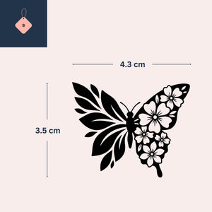 Fine Line Butterfly & Flowers Temporary Tattoo - 4 | Temporalis