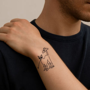 Fine line cowboy cat temporary tattoo with boots - 1 | Temporalis