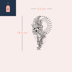 Fine line flowers, moon and sun temporary tattoo - 4 | Temporalis