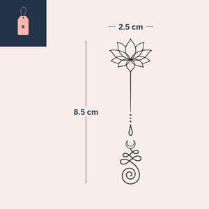 Fine Line Lotus & Ornament Temporary Tattoo - 4 | Temporalis