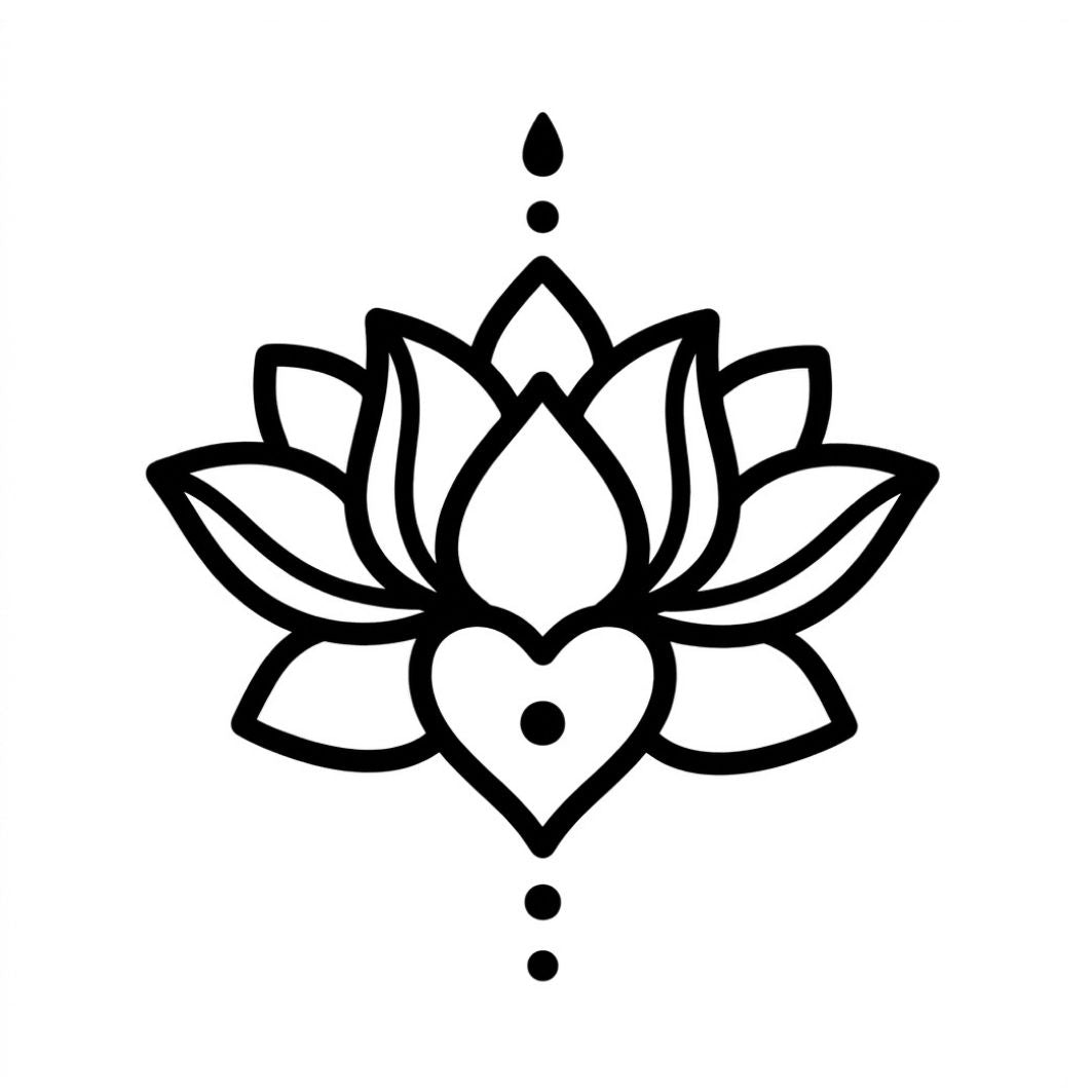 Fine line lotus temporary tattoo with dots - 2 | Temporalis