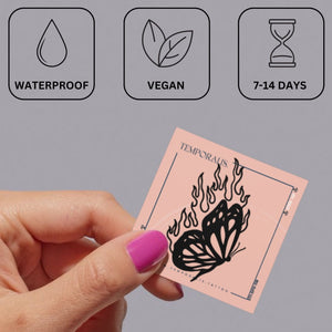 Flaming Butterfly Temporary Tattoo 4 - Temporalis