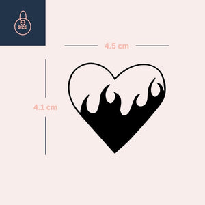 Flaming Heart Temporary Tattoo - 4 | Temporalis