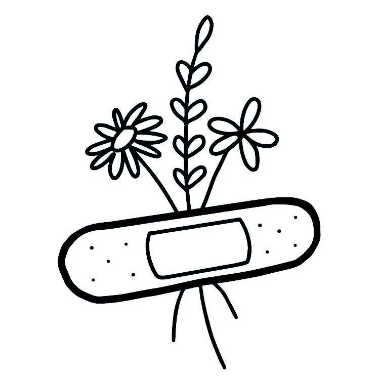 Floral Bandage Temporary Tattoo, Fine Line - 2 | Temporalis