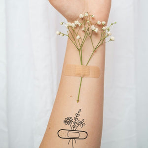Floral Bandage Temporary Tattoo, Fine Line - 1 | Temporalis